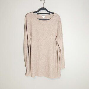 J.‎ Jill knit cream beige neutral long sleeve tunic length pullover sweater